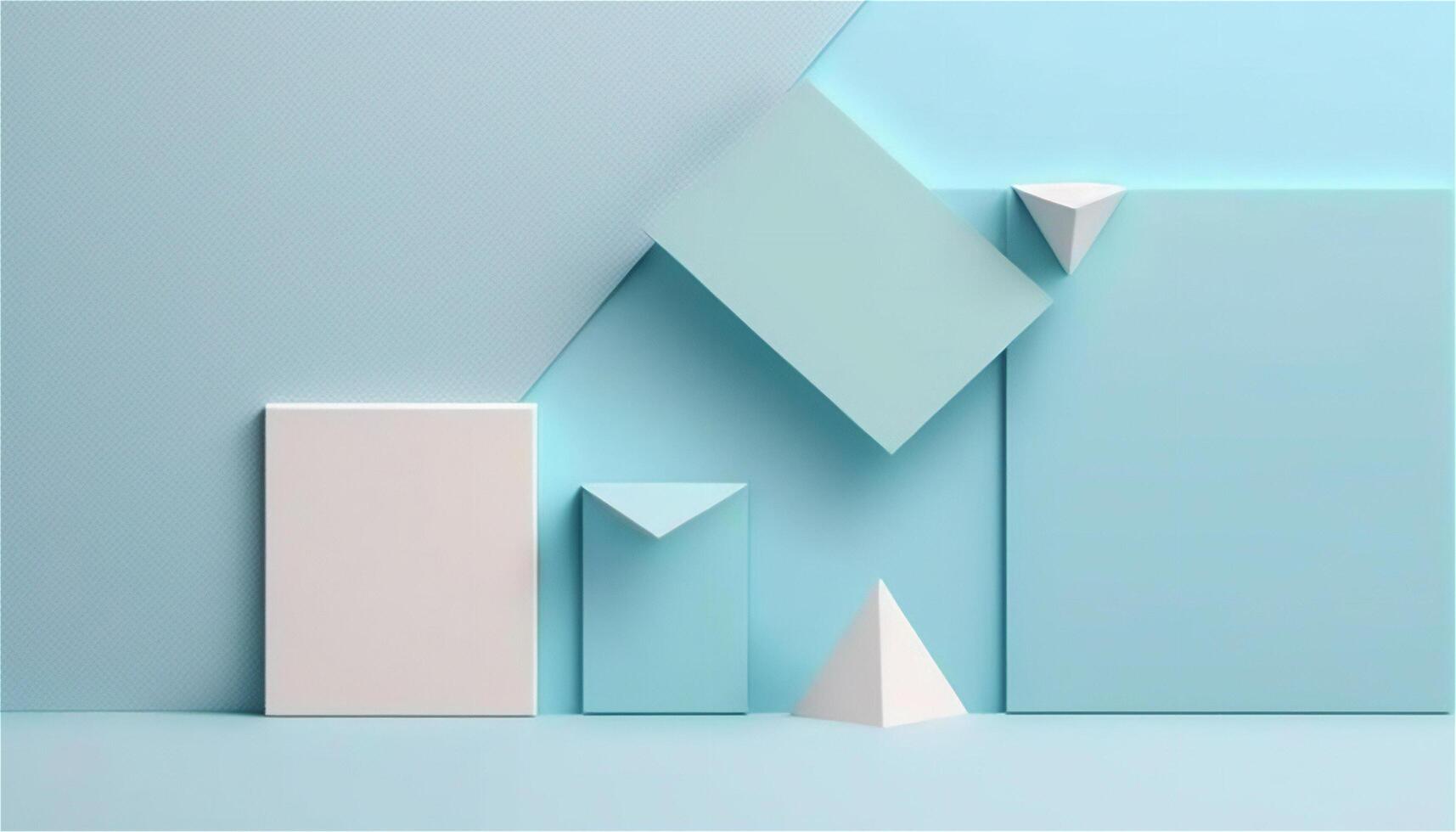 pastello blu vuoto carta struttura sfondo modello, bandiera per pubblicità. rettangolare geometrico forme. copia spazio. spazio per testo. ai generato. foto