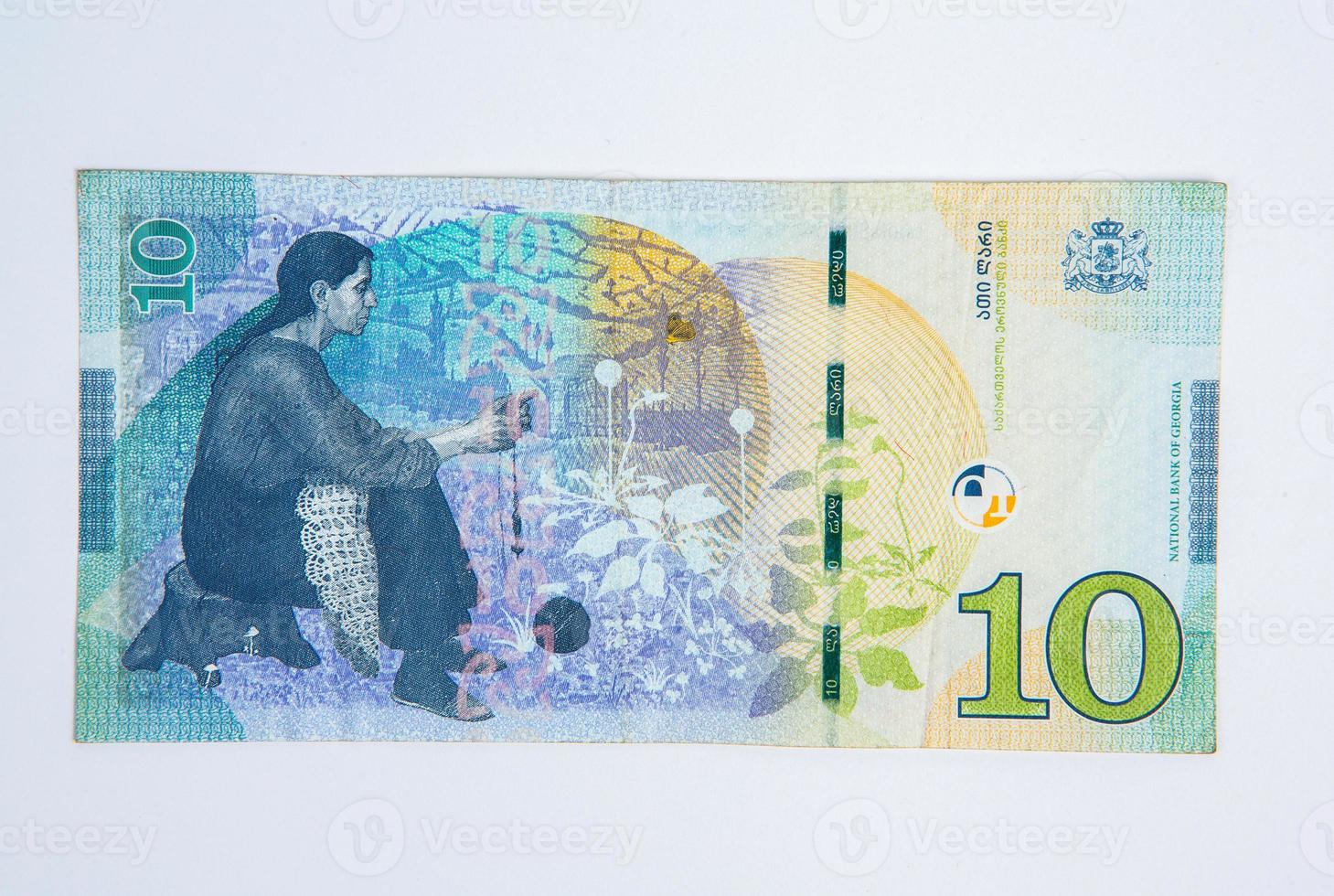 10 georgiano lari banconota. il nazionale moneta di Georgia foto