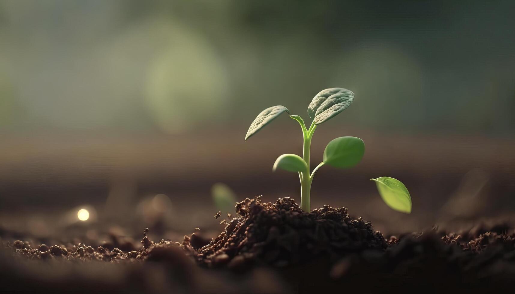 un' scena di agricoltura e pianta crescita è impostato contro un' verde, sfocato sfondo. generativo ai foto