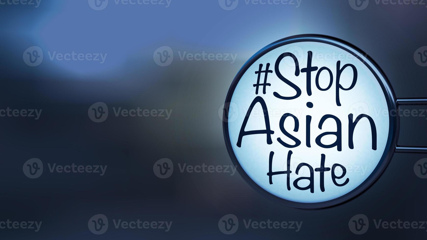testo hashtag con le parole fermare l'odio asiatico su un'etichetta, concetto per chiamare la comunità internazionale a smettere di ferire e odiare le persone asiatiche rendering 3D foto
