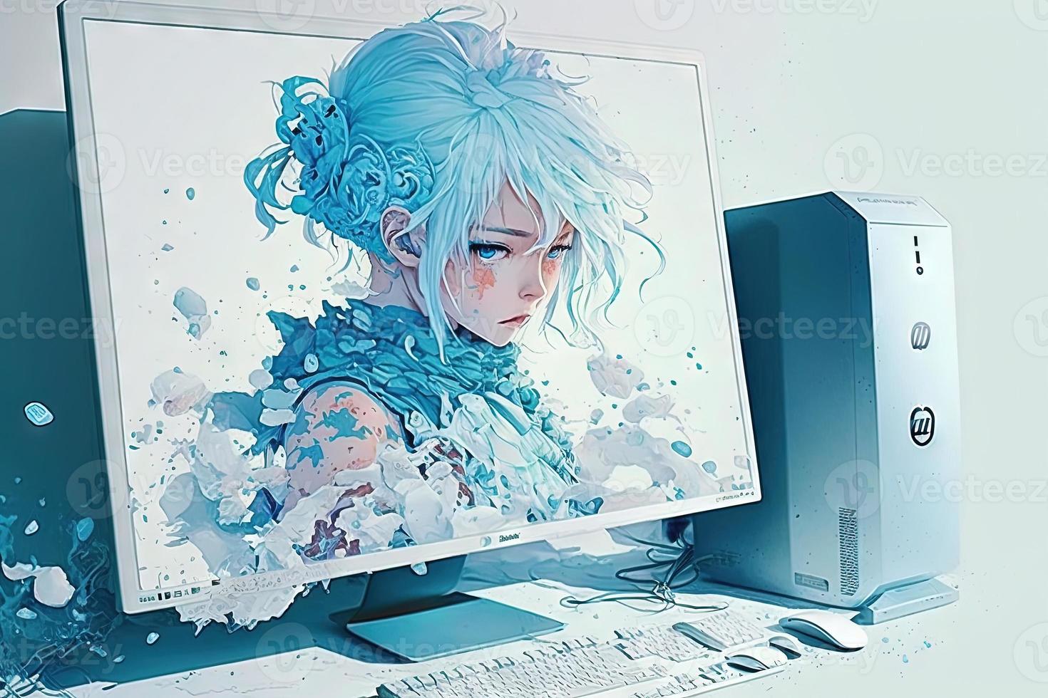 bellissimo leggero blu pc acquerello foto