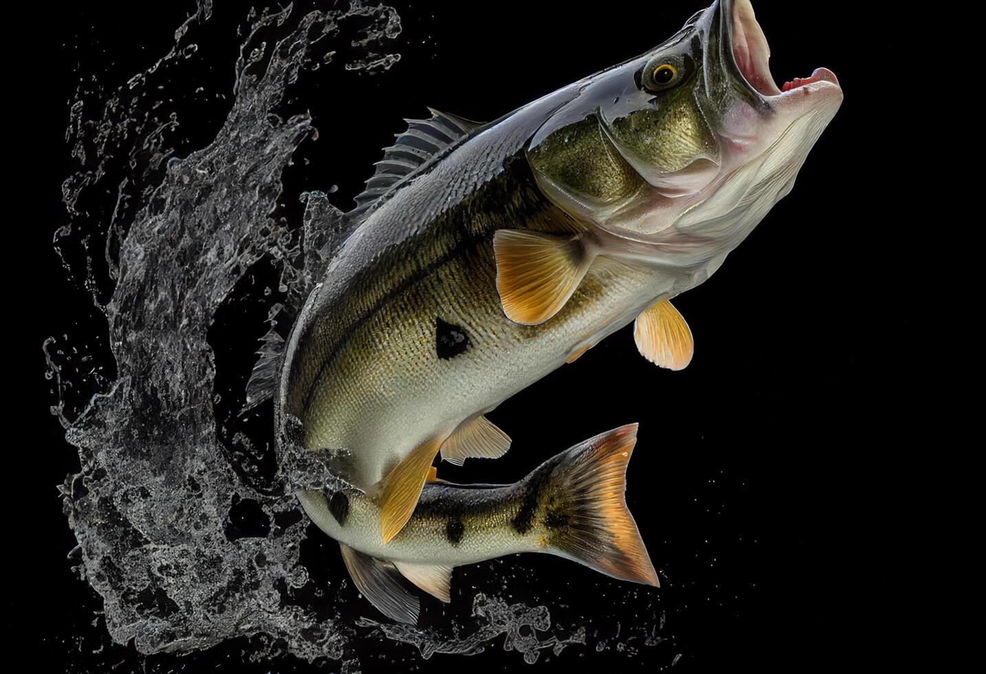 grande pesce salto nel acqua, generativo ai foto