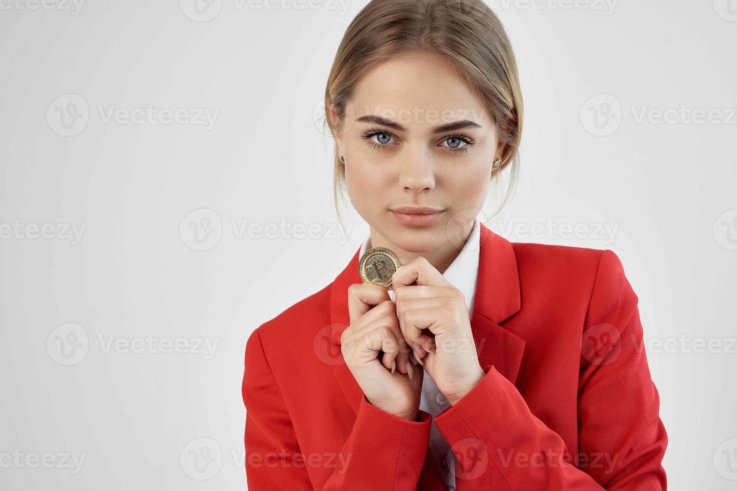 finanziere rosso giacca virtuale i soldi economia isolato sfondo foto