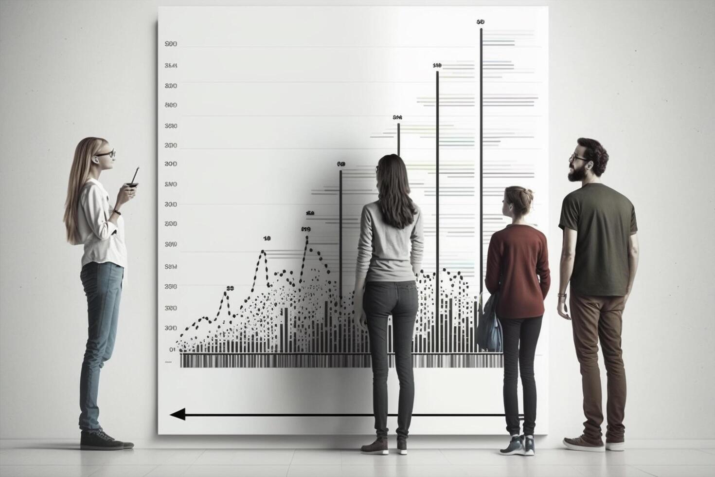 3d attività commerciale uomo con un' ventiquattrore e un' grafico su un' bianca sfondo generativo ai foto