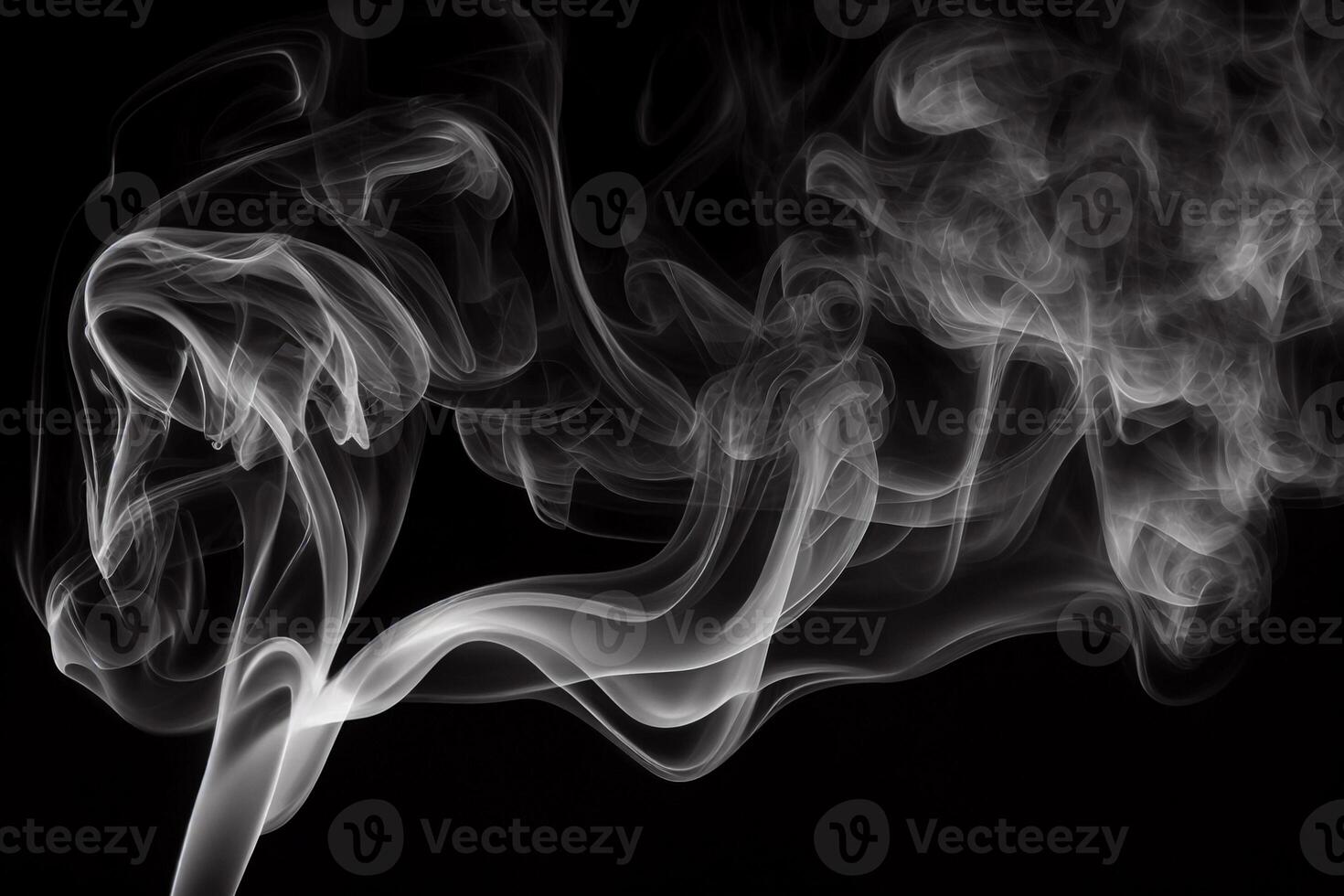 astratto Fumo si sposta su un' nero sfondo. design elemento. astratto struttura. generativo ai foto