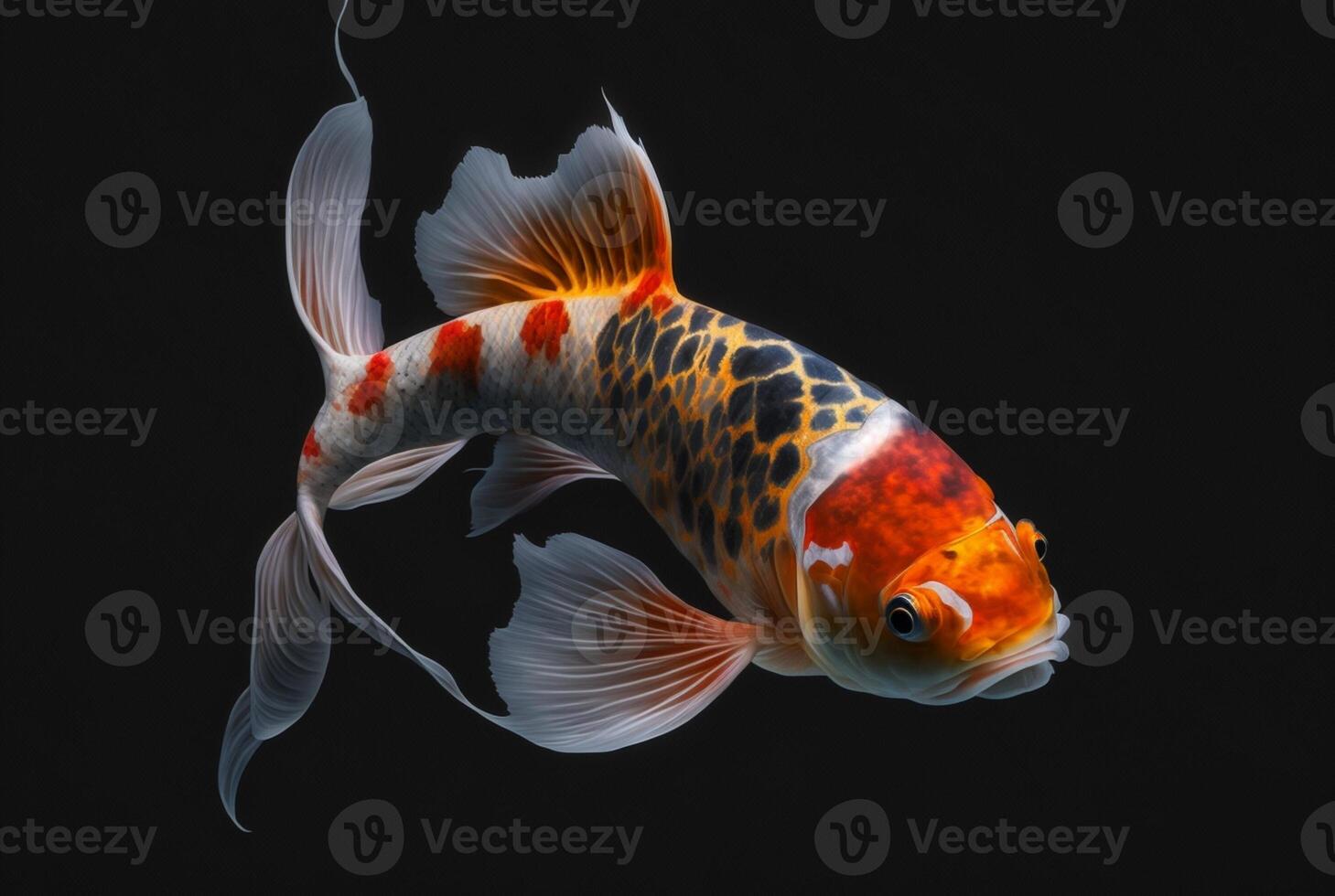 koi pesce isolato nero sfondo. generativo ai foto