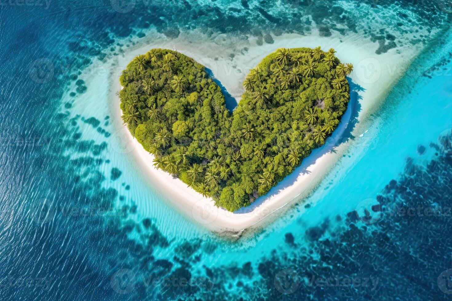 a forma di cuore isola, generativo ai foto