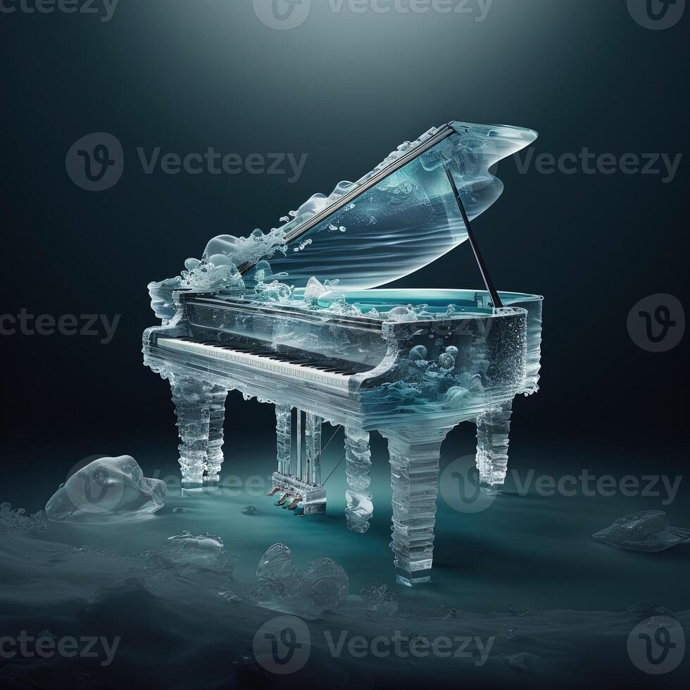 illustrazione pianoforte fatto di ghiaccio fatto con generativo ai foto