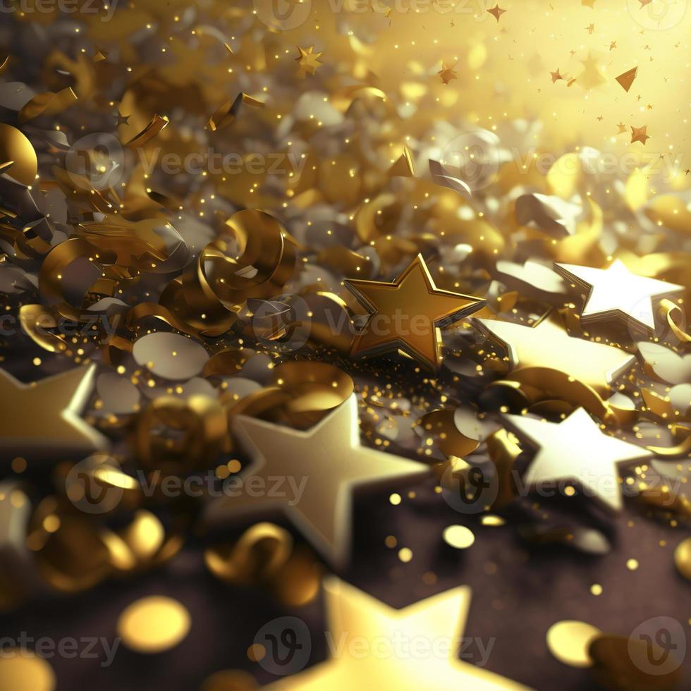 d'oro stelle, coriandoli celebrazione. ai. foto