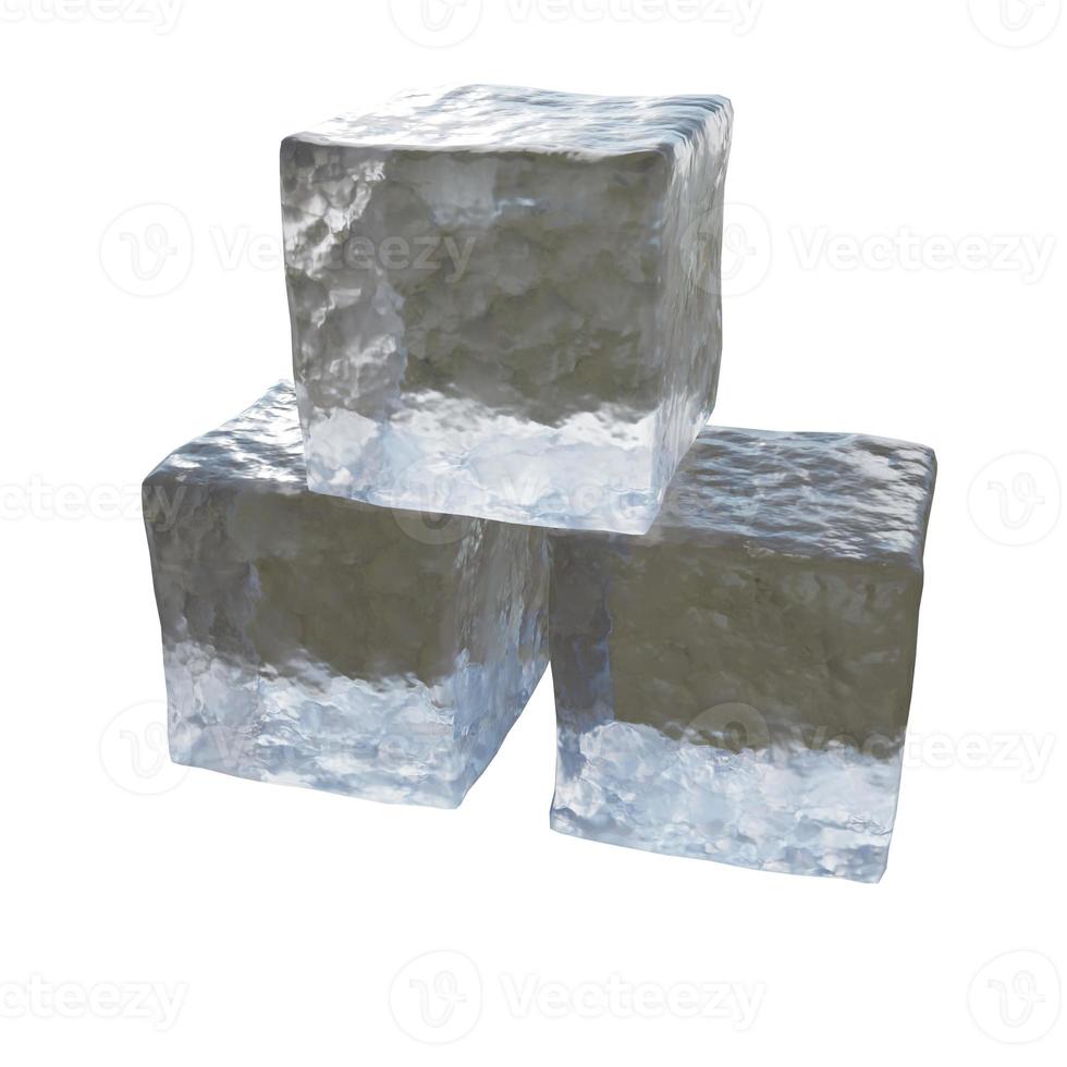 realistico ghiaccio cubi. 3d rendere. foto