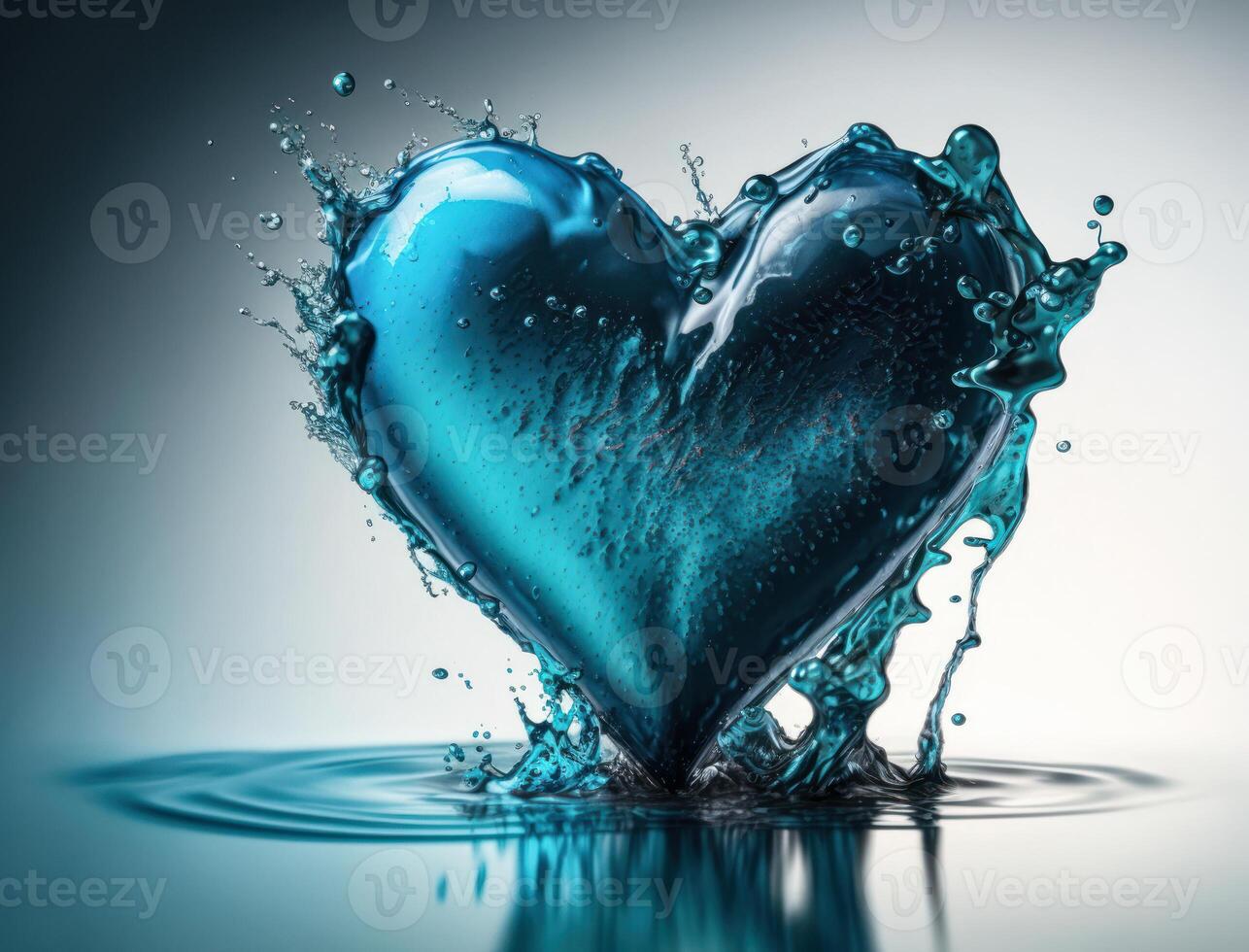 cuore fatto di blu trasparente acqua sfondo creato con generativo ai tecnologia foto