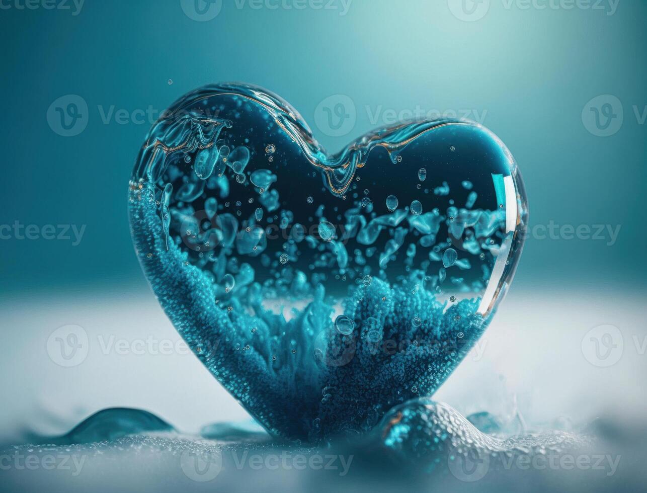 cuore fatto di blu trasparente acqua sfondo creato con generativo ai tecnologia foto