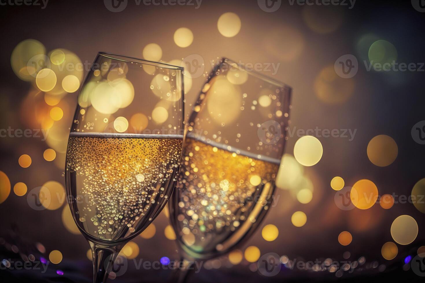festivo sfondo con bicchieri di Champagne. generativo ai. foto