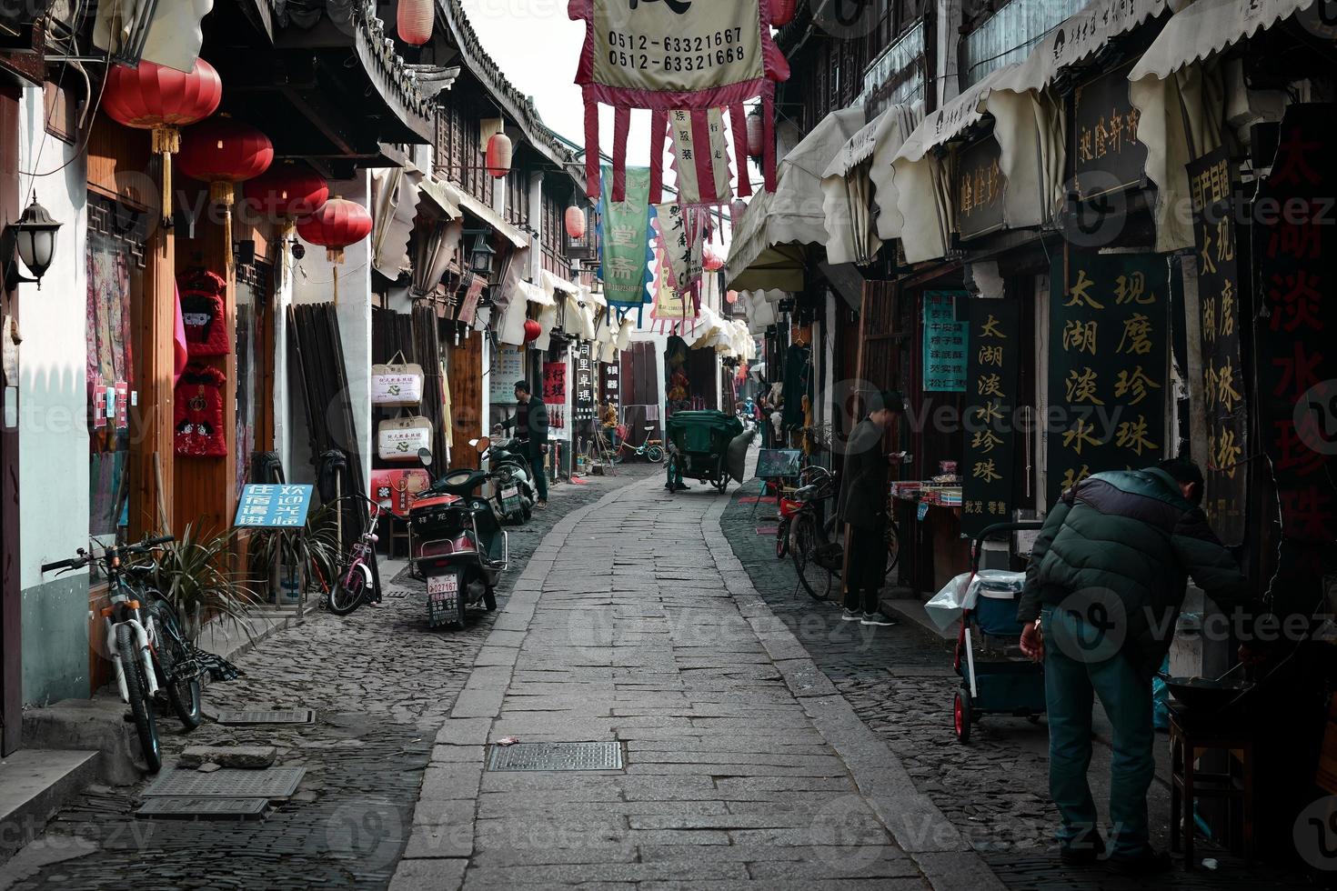 mercato strada nel Wujiang, Suzhou, Cina foto