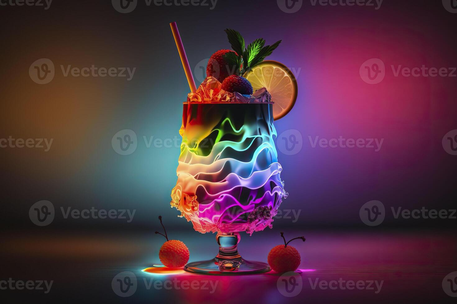 cocktail nel neon colori. generativo ai. foto