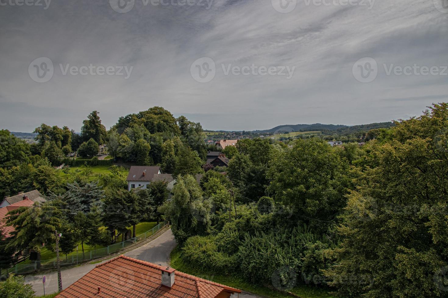 estate Visualizza di il piccolo cittadina di dobczyce nel Polonia foto