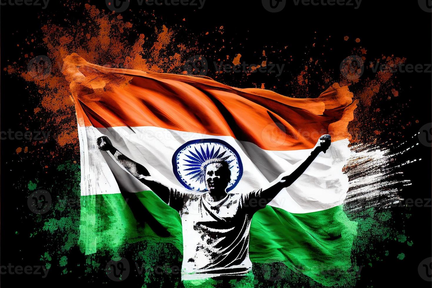 vittoria per India, bandiera. contento indipendenza giorno foto