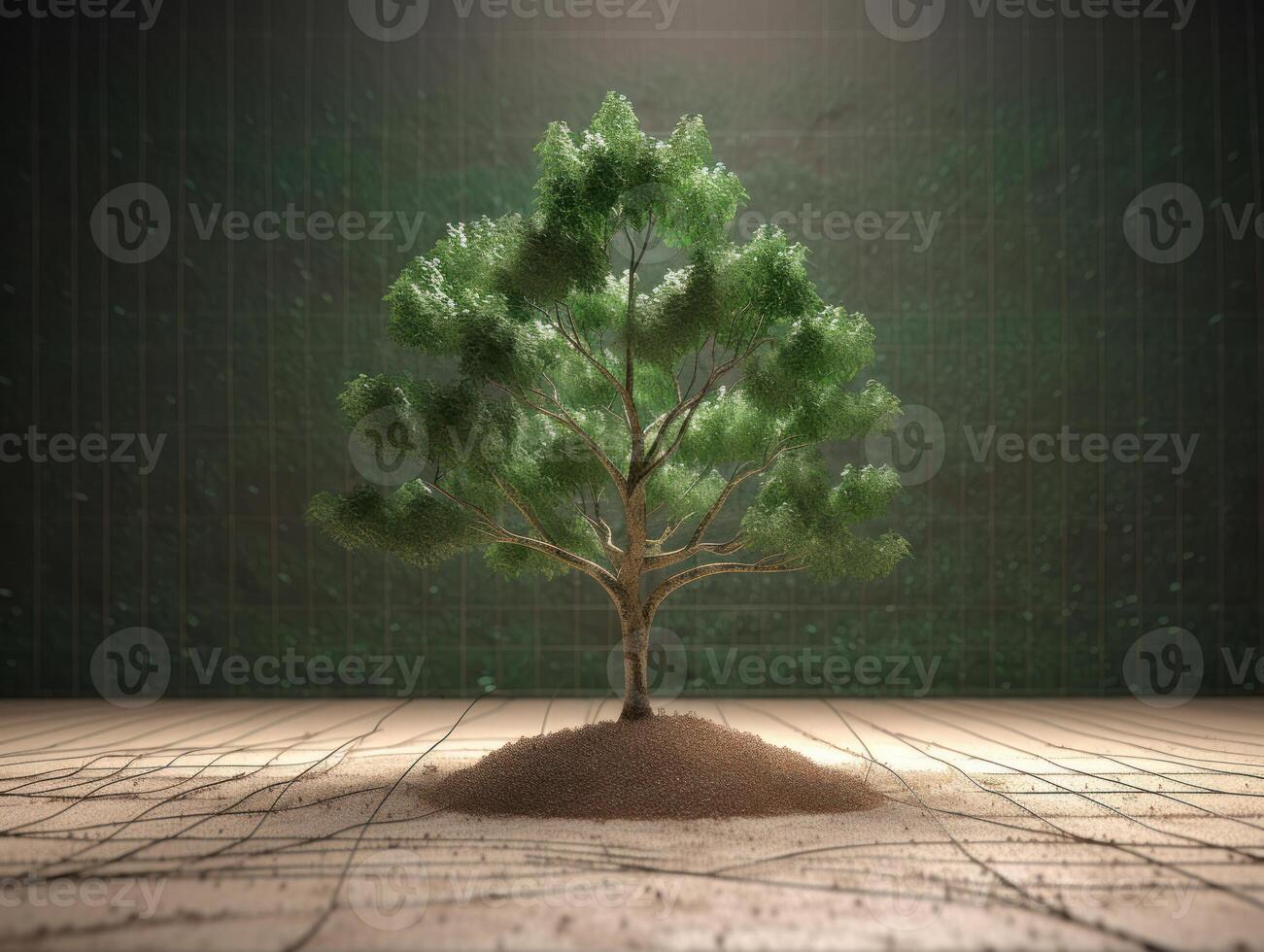 verde albero natura ecologia e crescita concetto con copia spazio creato con generativo ai tecnologia foto