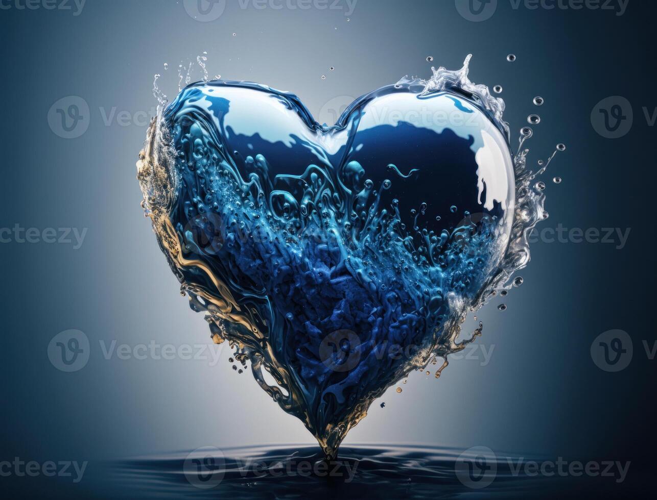 cuore fatto di blu trasparente acqua sfondo creato con generativo ai tecnologia foto