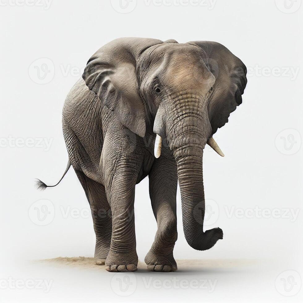 elefante su bianca sfondo generativo ai foto