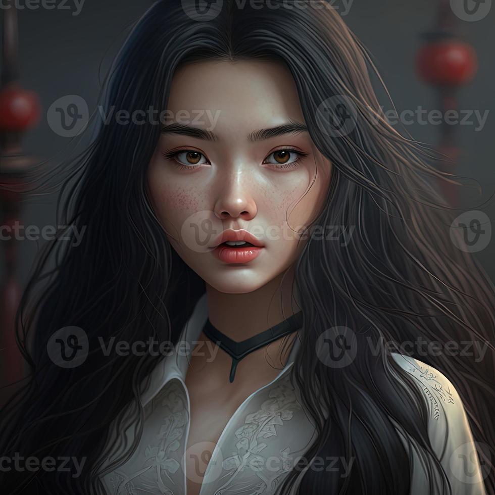 Cinese ragazza liscio bianca pelle grande bellissimo occhi foto