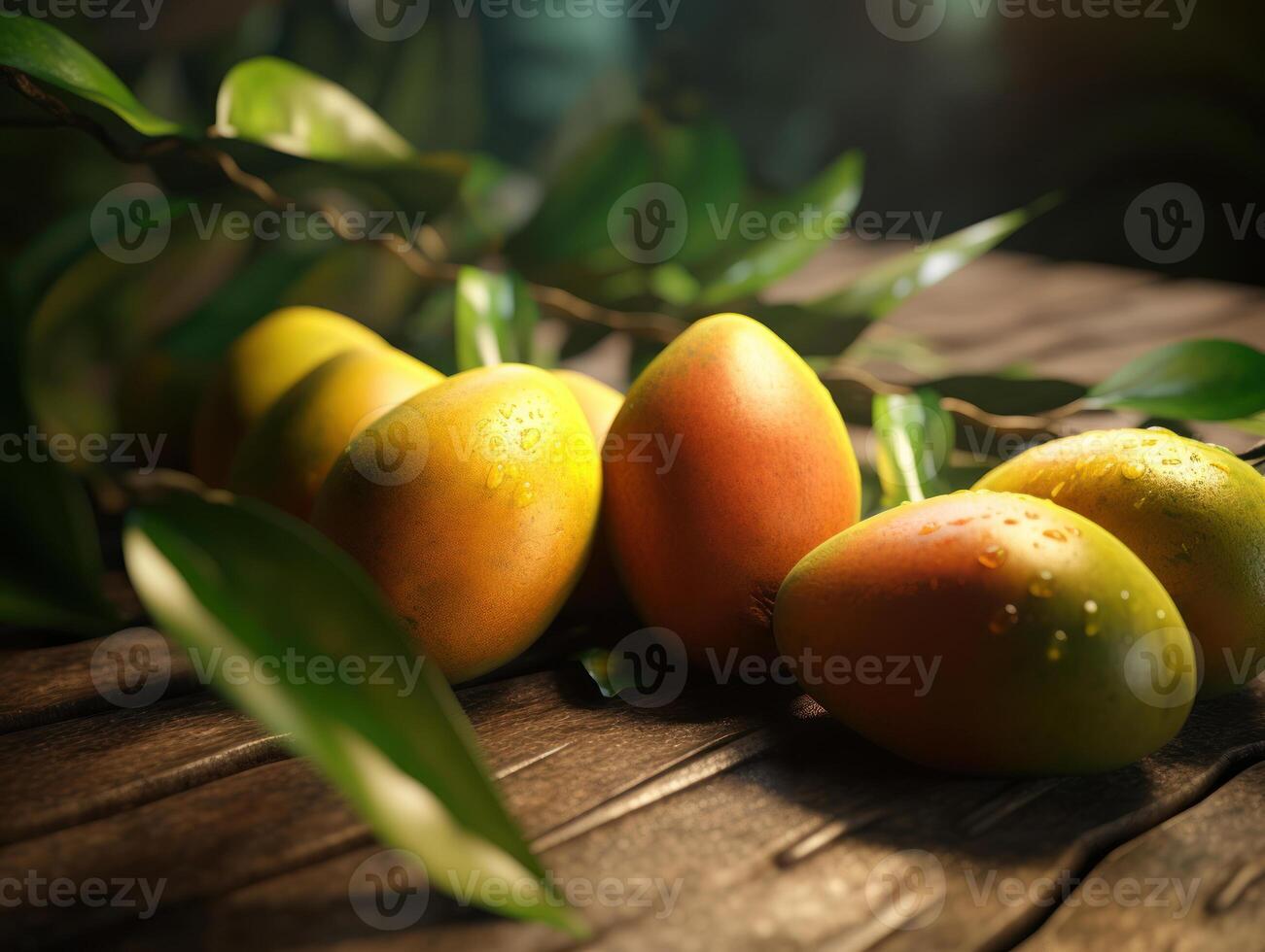 bellissimo biologico sfondo di appena raccolto Mango creato con generativo ai tecnologia foto