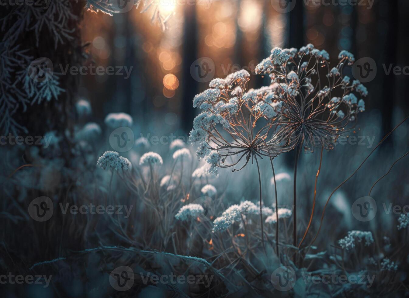 inverno fantasia foresta paesaggio creato con generativo ai tecnologia foto