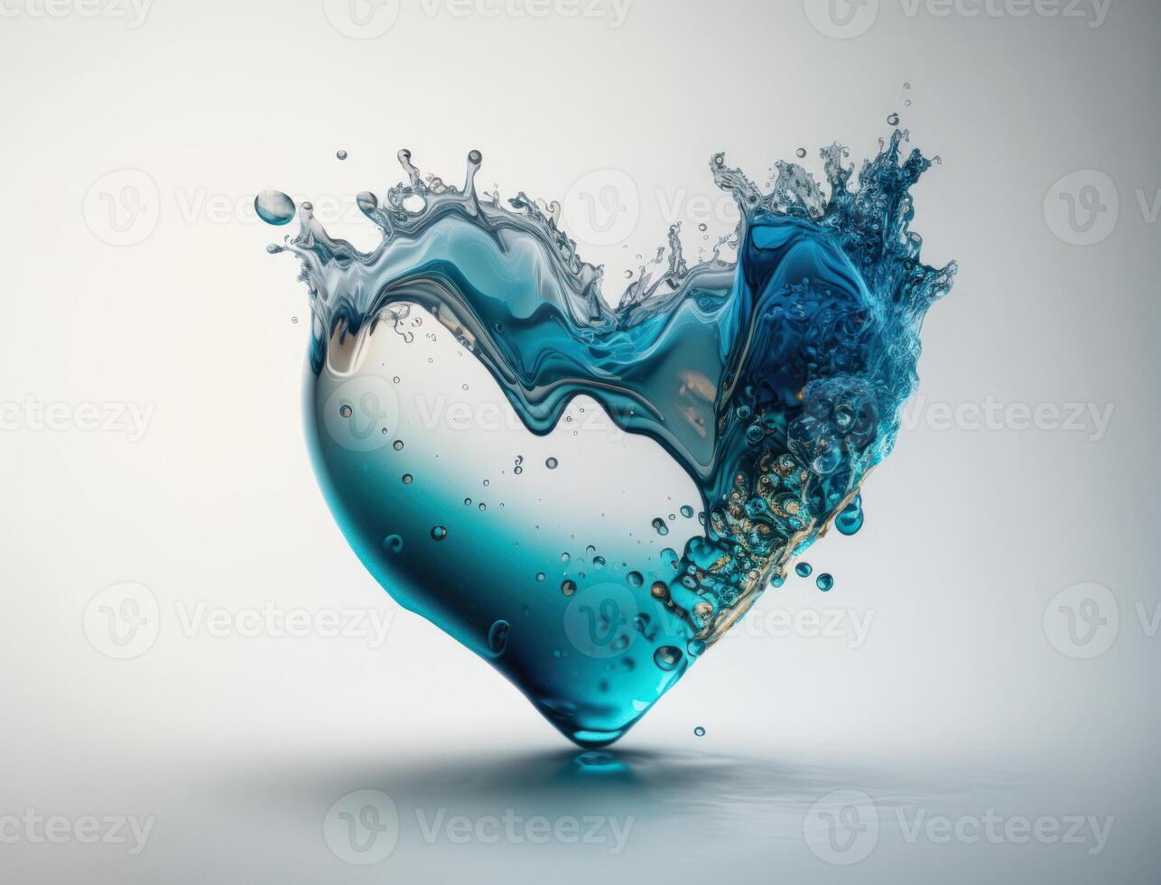 cuore fatto di blu trasparente acqua sfondo creato con generativo ai tecnologia foto