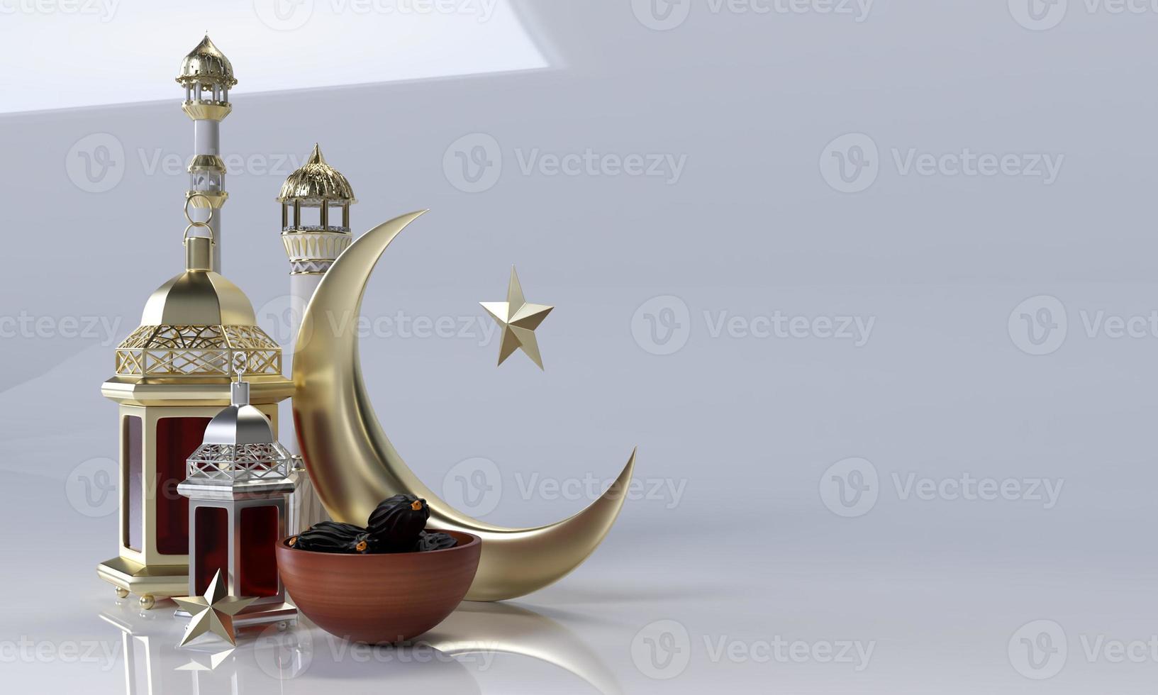 Ramadan kareem 3d podio palcoscenico islamico vacanza eid celebrazione rendere foto