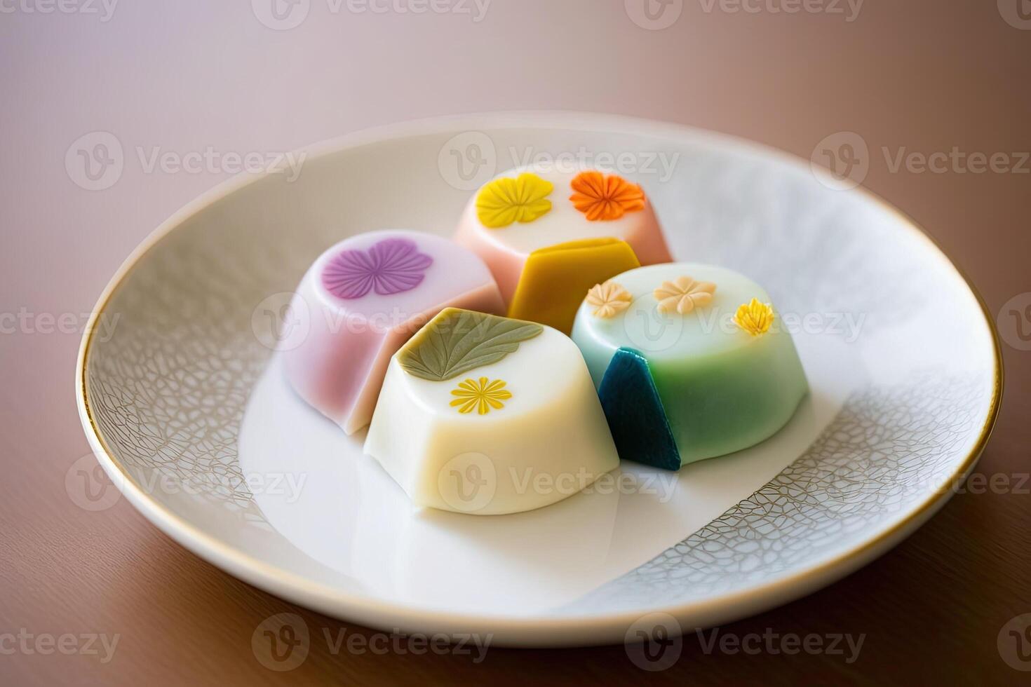 wagashi giapponese bellissimo tradizionale merenda dolce torta fatto con generativo ai foto