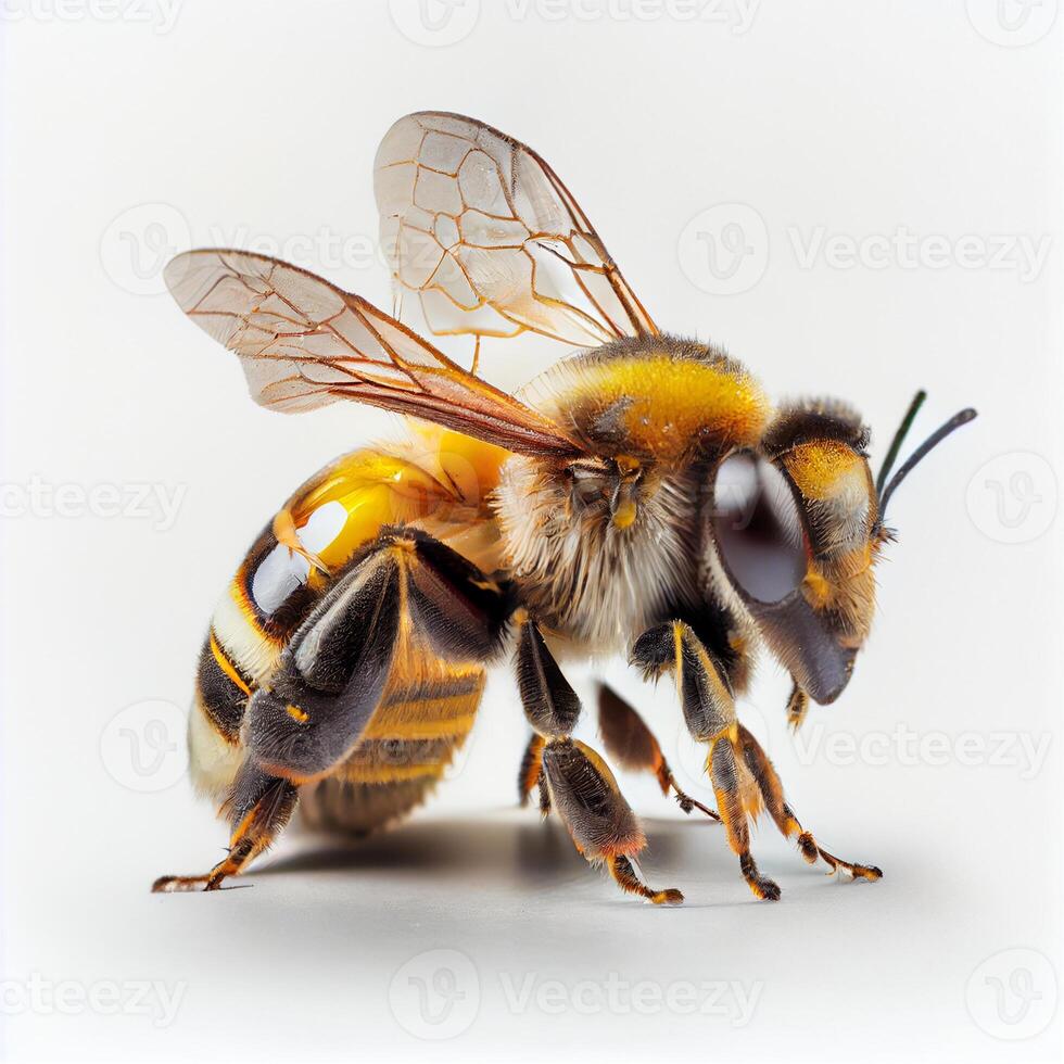 miele ape isolato su bianca sfondo, lato Visualizza - ai generato Immagine foto