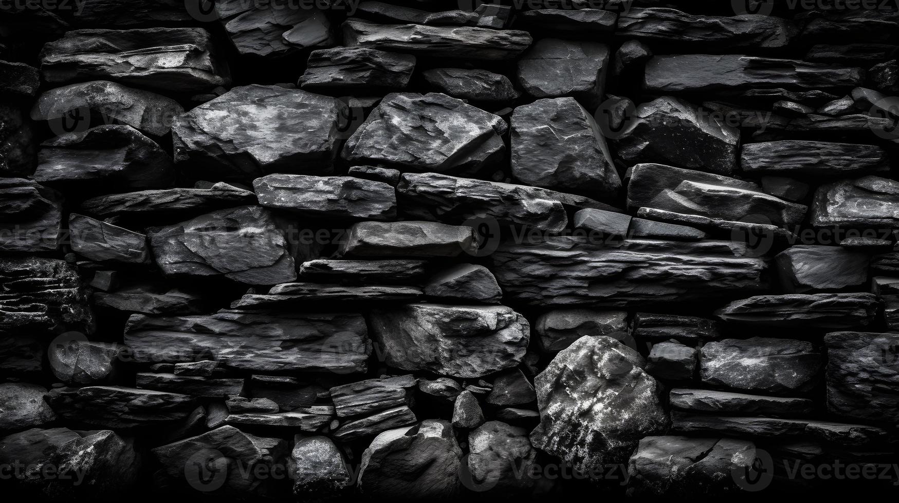 ruvido buio pietra parete struttura - nero grigio sfondo foto