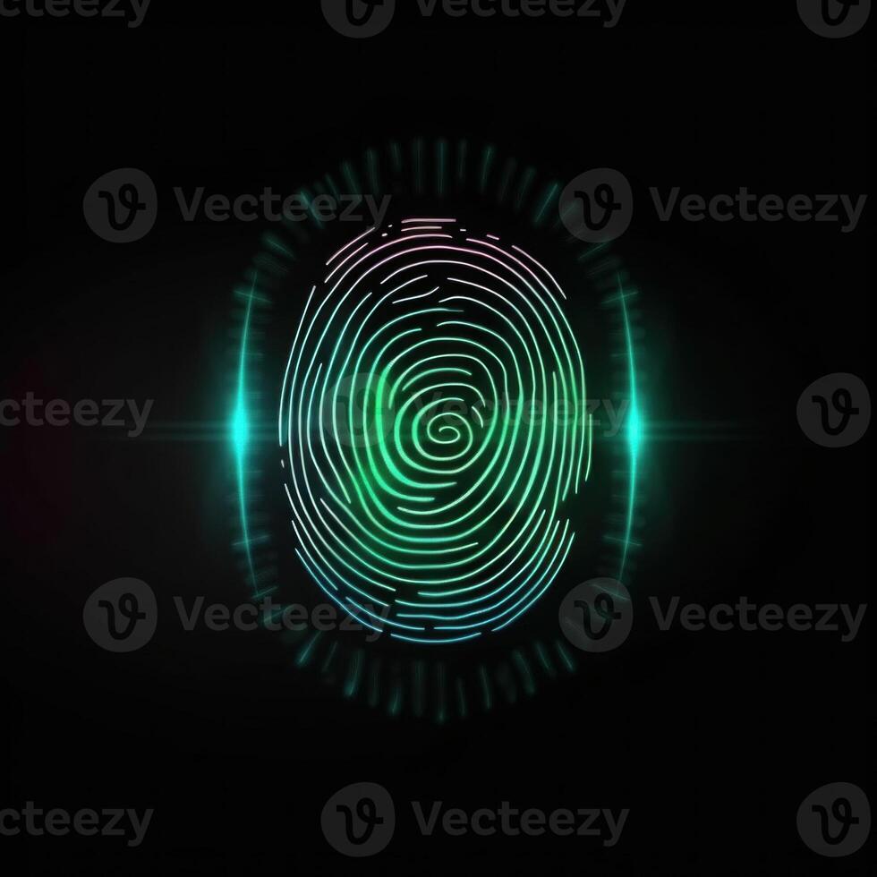 impronta digitale, sicurezza accesso con biometrica identificazione. ,sicurezza Internet concetto. ai generato foto
