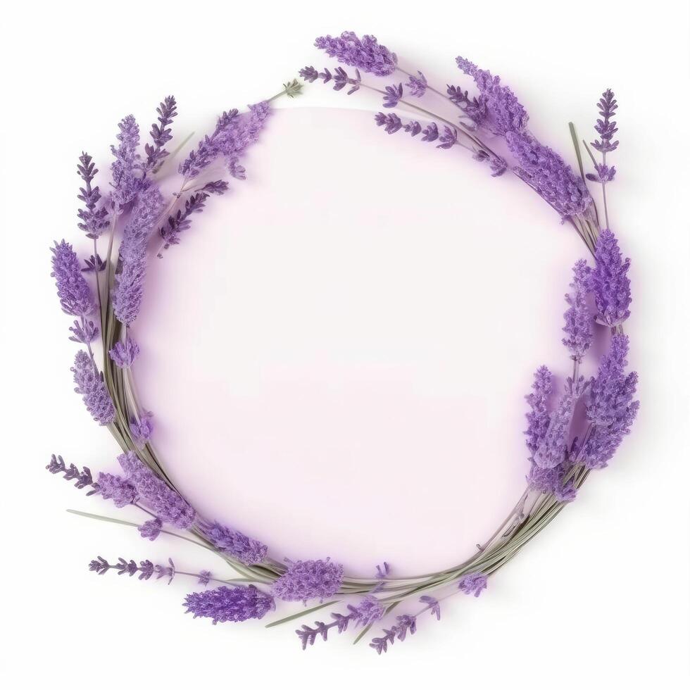 lavanda cerchio telaio. illustrazione ai generativo foto