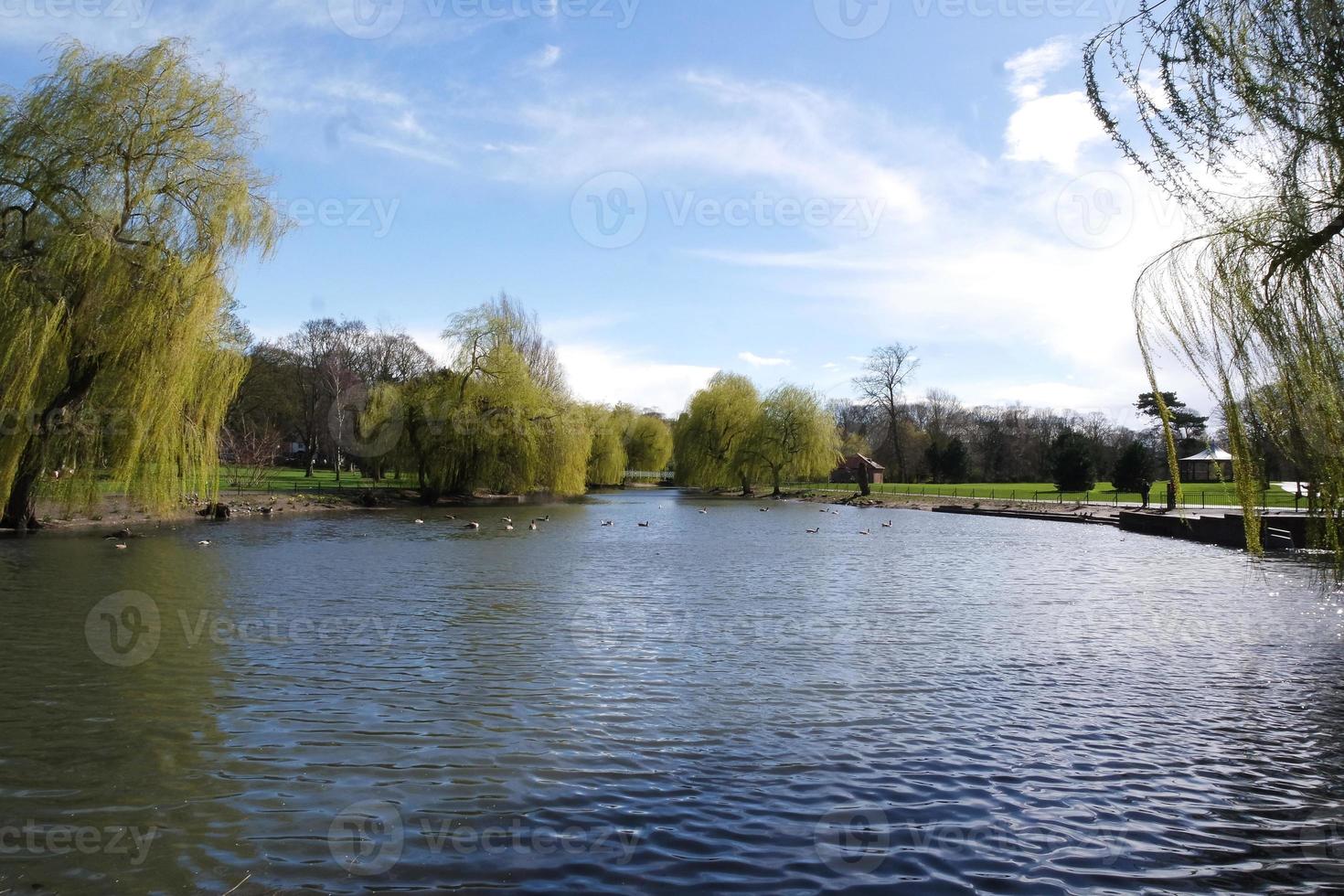 Basso angolo Visualizza di Locale pubblico parco e bellissimo alberi un' chiaro e freddo giorno di 22-marzo-2023 a luton cittadina di Inghilterra UK. foto