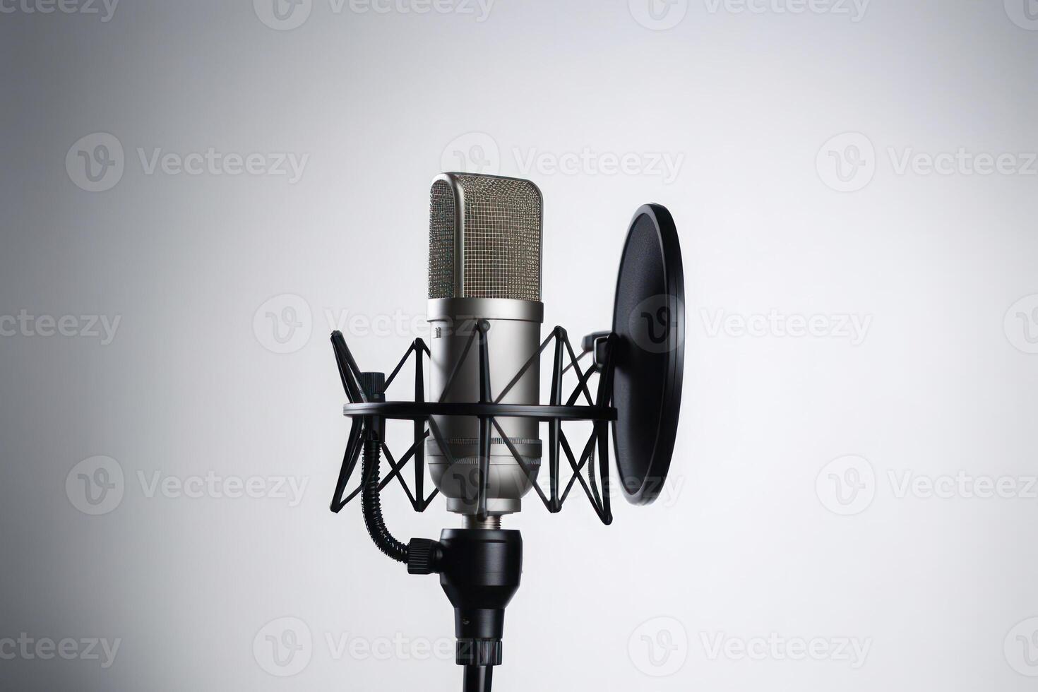 studio Podcast microfono su bianca sfondo foto