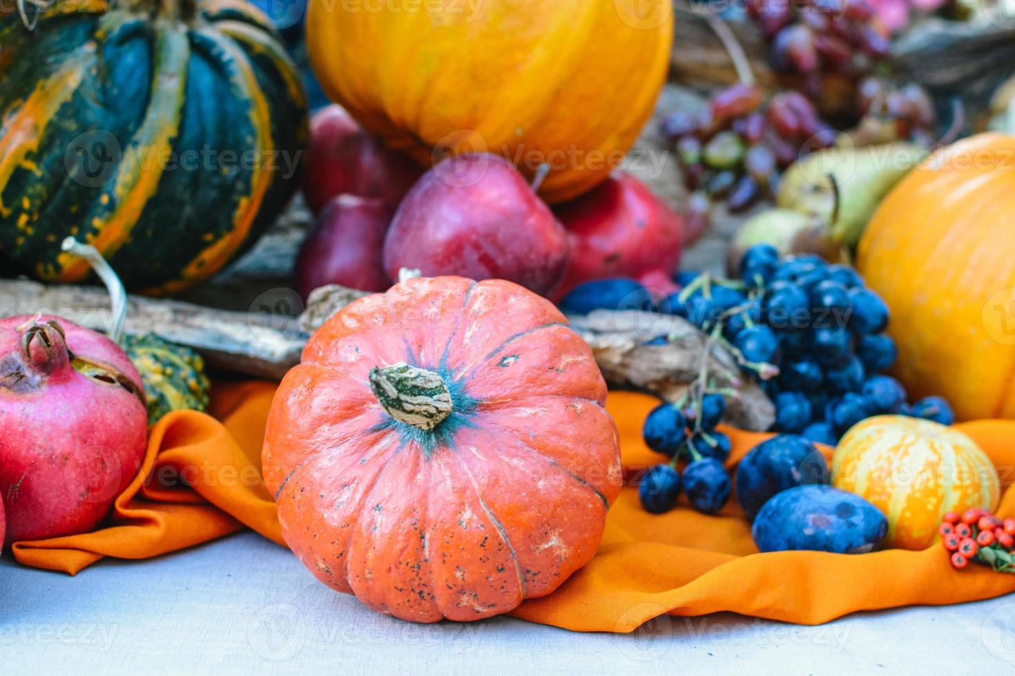 Halloween party.decorative zucca. autunno decorazioni. autunno stagione e verdure foto