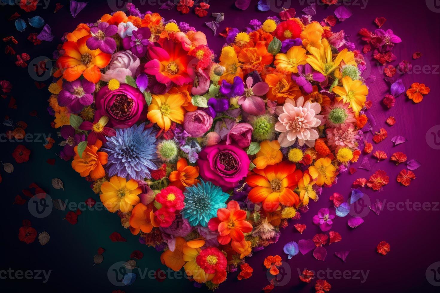 fiore cuore colori. bellezza romantico design. creare ai foto