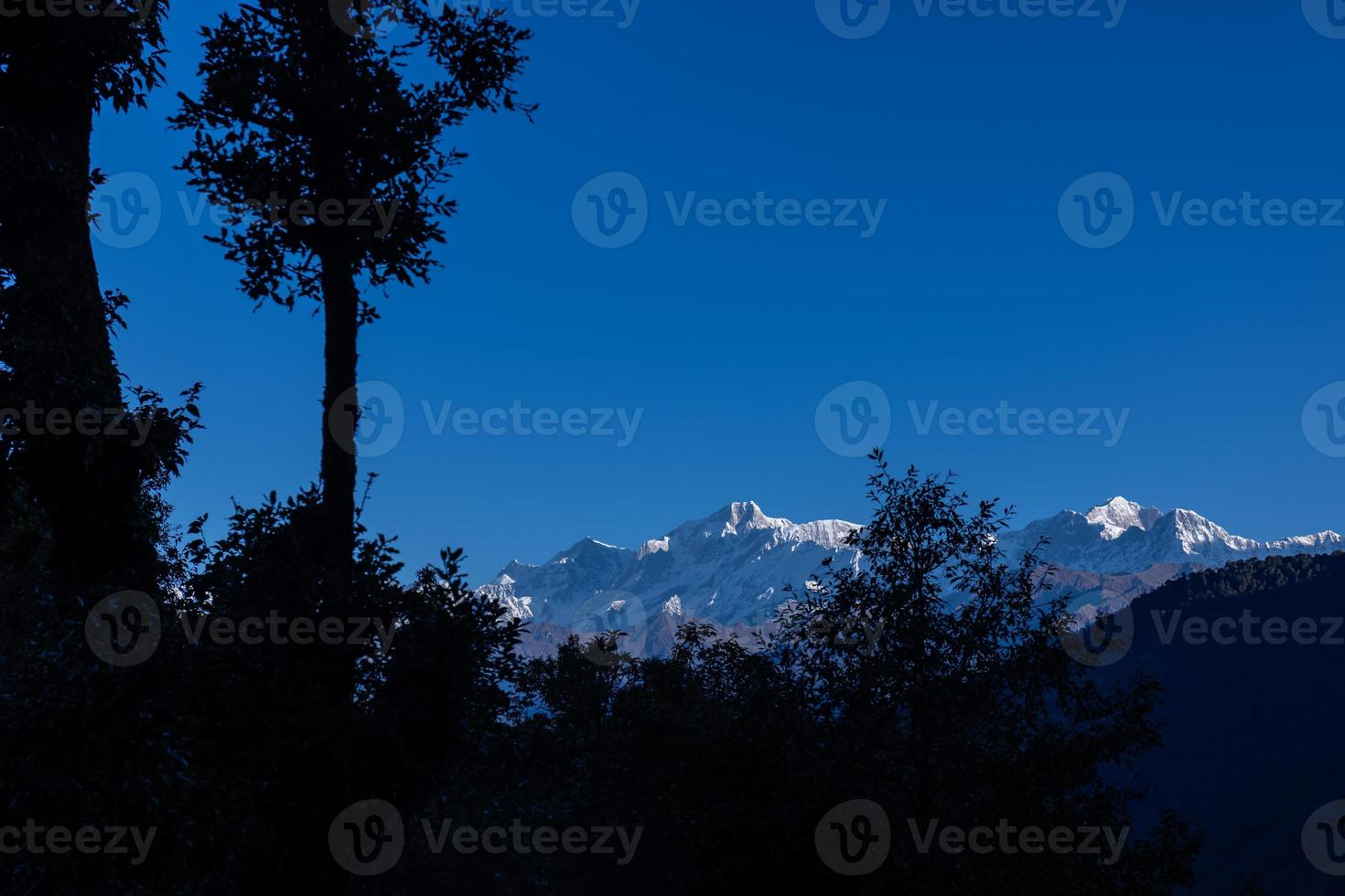 himalaya paesaggio, panoramico Visualizza di himalayano montagna coperto con neve. himalaya montagna paesaggio nel inverno nel kedarnath valle. foto