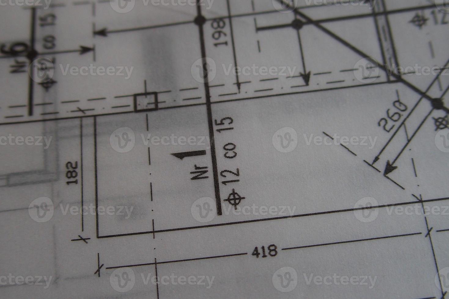 Manuale tecnico disegno fatto con un' matita su tracciato carta foto