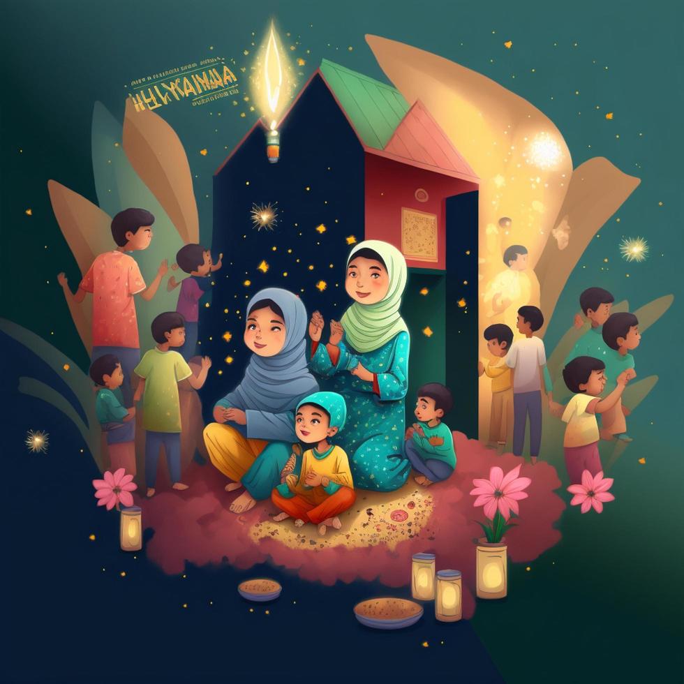 Ramzan mubarak contento Ramadan eid festivo ai generato foto