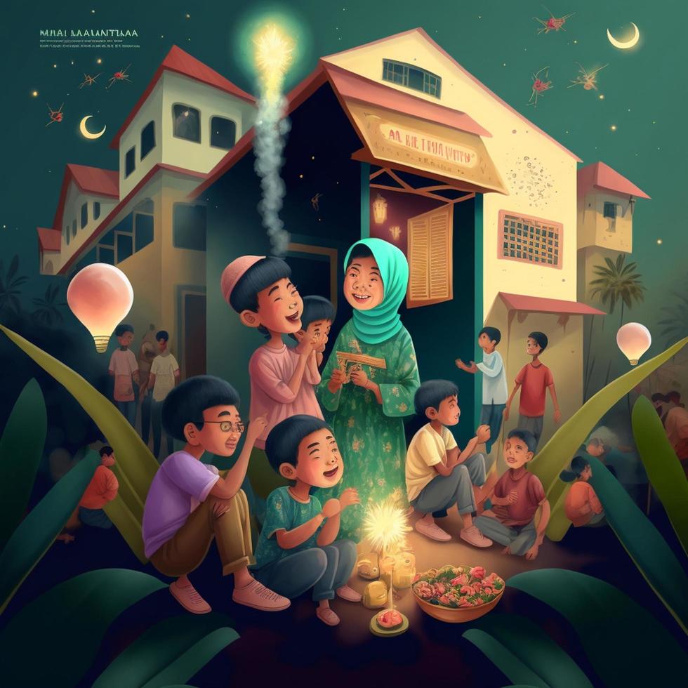 Ramzan mubarak contento Ramadan eid festivo ai generato foto