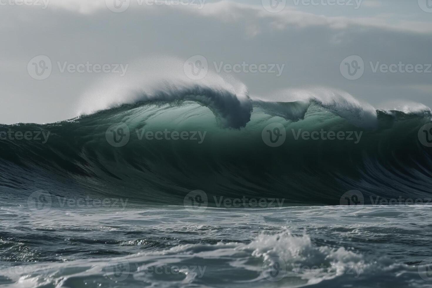 lato Visualizza a grande oceano onda, creato con generativo ai foto