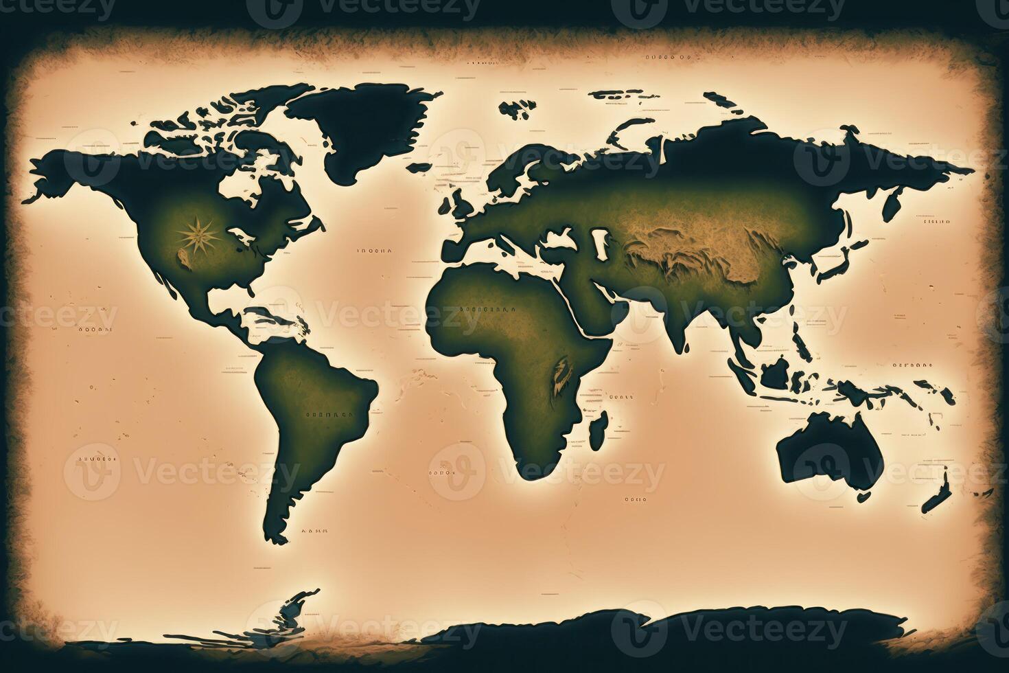 mondo carta geografica con orizzonte. ai generato foto