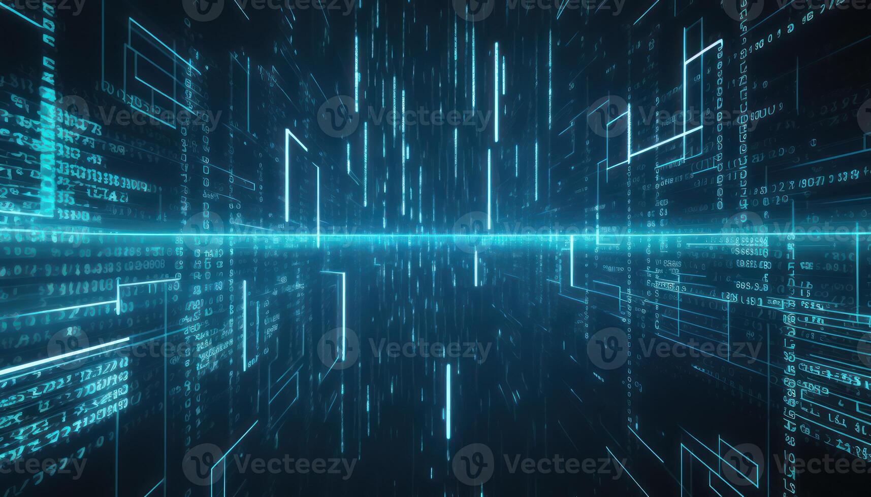 digitale binario codice matrice sfondo di un' scientifico tecnologia dati binario codice Rete veicolare connettività, complessità e dati alluvione di moderno digitale. ai generato foto