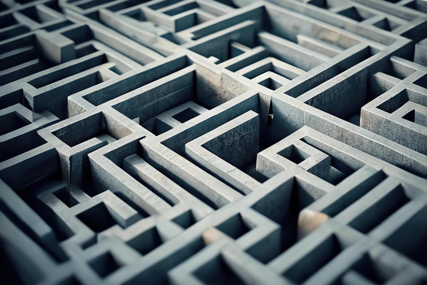 grigio labirinto di calcestruzzo muri. superiore Visualizza. ai generato foto