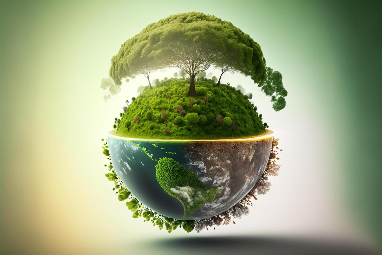 Salva terra giorno manifesto ambiente giorno natura verde ai generativo lucido sfondo immagini albero e acqua foto