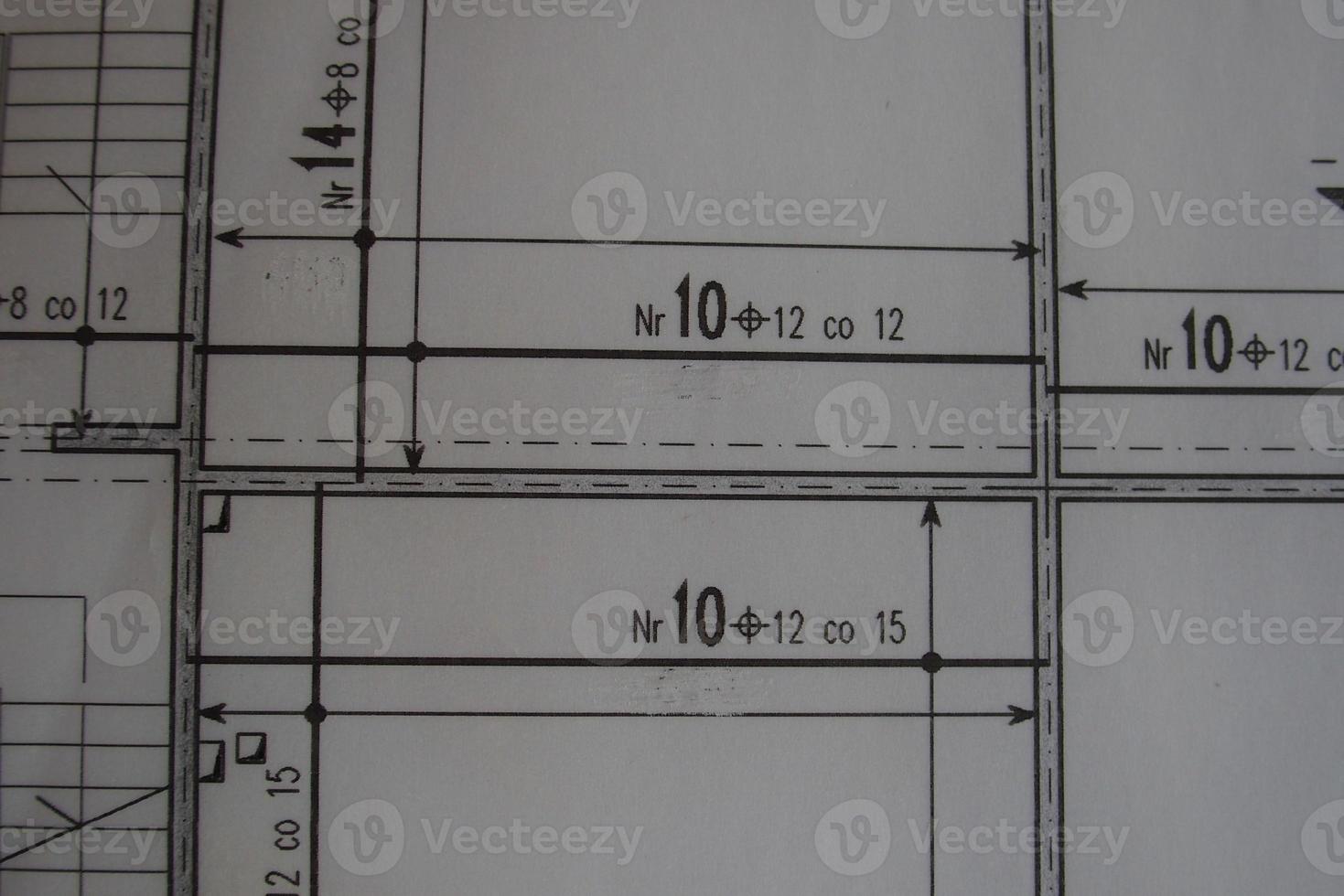 Manuale tecnico disegno fatto con un' matita su tracciato carta foto