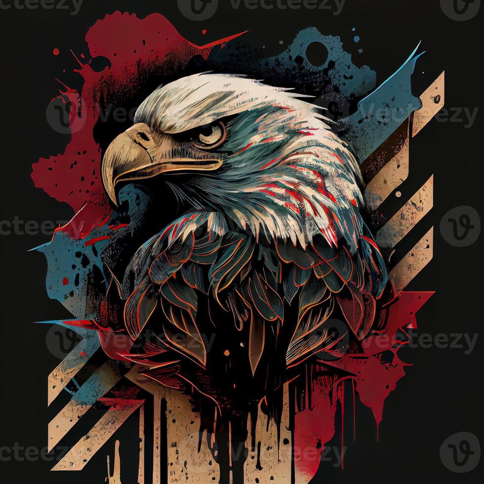 grunge patriottico americano Calvo aquila - ai generato foto