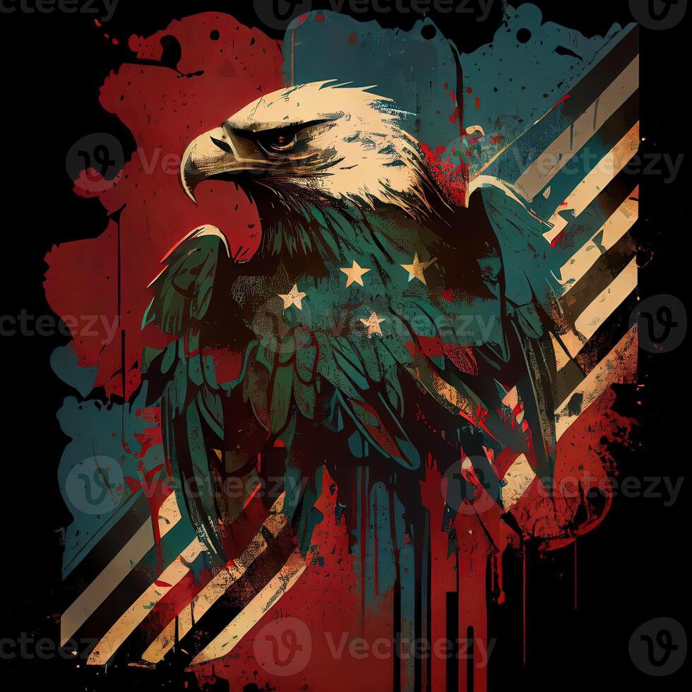 grunge patriottico americano Calvo aquila - ai generato foto